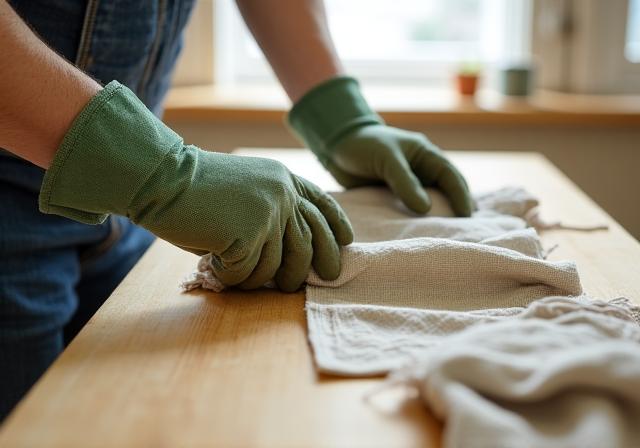 Person arbeitet mit ökologischen Materialien an einem Holzprojekt