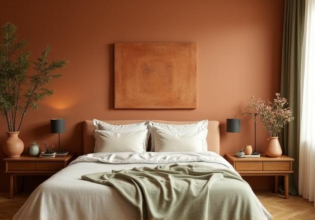 Schlafzimmer mit natürlichen Textilien